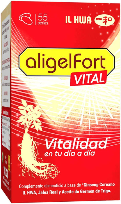Royal Jelly with Ginseng - Aligelfort Vital 55 Pearls - Korean Ginseng, Royal Jelly and Wheat Germ | Vitality in your daily life | de Tong-il