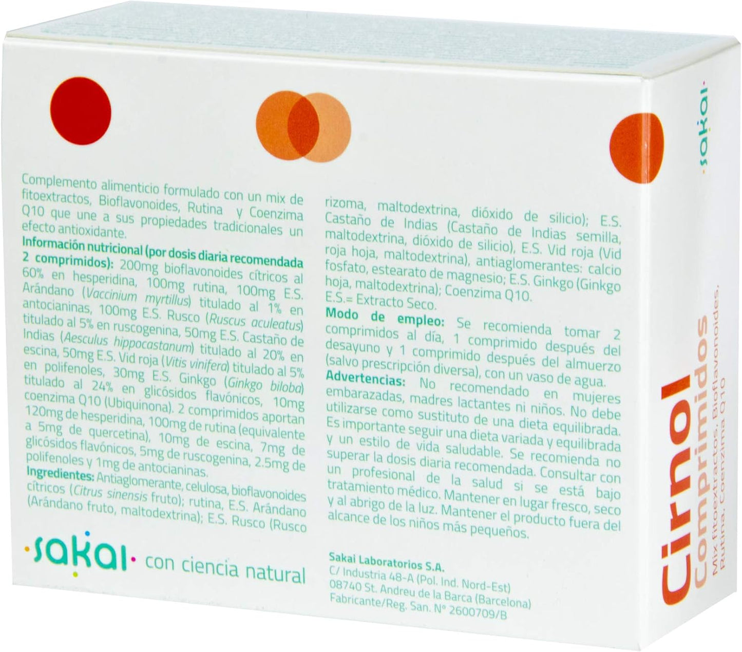 Sakai – Cirnol tablets with Ginkgo, Horse Chestnut and Rusco – Promotes blood circulation, helps prevent tired legs and swelling. Prevents vascular varicose veins. Coenzyme Q10