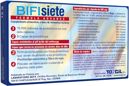 Bifisiete Advance Formula - Intestinal Probiotics & Prebiotics - 8 Stabilized and Resistant Bacterial Strains with 10 Billion CFU Guaranteed - 30 Tong-Il Capsules
