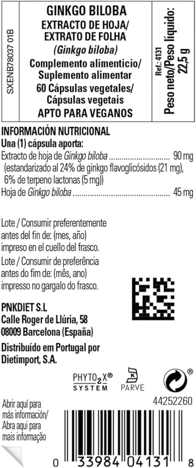 Solgar | Ginkgo Biloba Leaf Extract | 60 Vegetable Capsules, Brown, 100 g