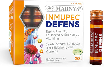 Marnys Echinacea + Sea Buckthorn + Elderberry + Vitamins - Supports Immune System and Defenses - Inmupec Defens - 20 Drinking Vials 0