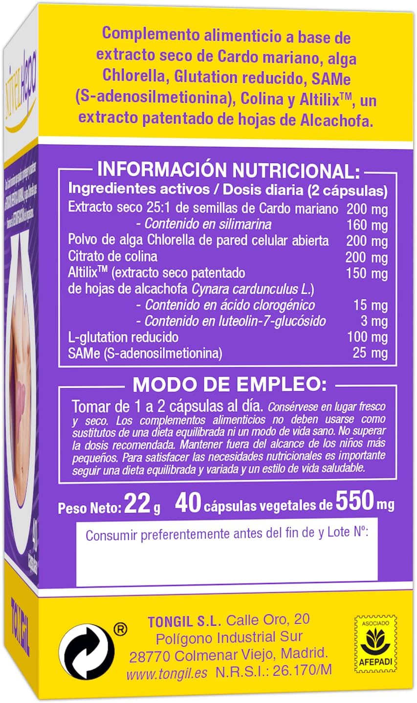 Nivelhepa 40 Capsules | Milk Thistle, Artichoke Extract, Chlorella, SAMe and Glutathione | Liver Protection and Detox | Liver Detox | Liver Detox TONGIL