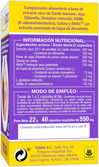 Nivelhepa 40 Capsules | Milk Thistle, Artichoke Extract, Chlorella, SAMe and Glutathione | Liver Protection and Detox | Liver Detox | Liver Detox TONGIL