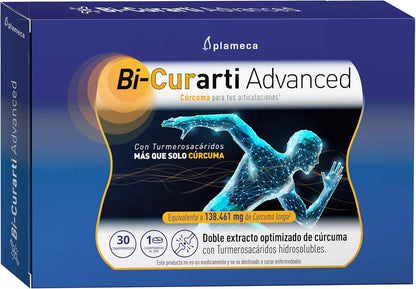 Plameca Bi-Curarti Advanced - Optimized Double Turmeric Extract - High Concentration of Curcuminoids - Equivalent to 138.461 mg Turmeric Longa - 30 Tablets
