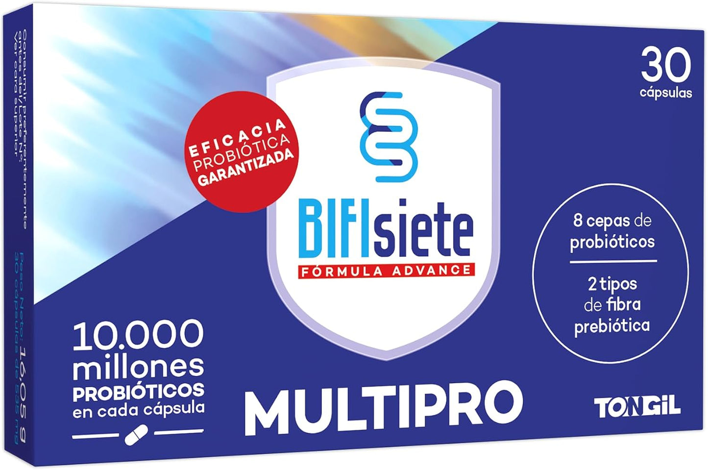 Probioticos Bifisiete 30 Cápsulas | Probioticos y Prebioticos Intestinales | 10 Mil Millones UFC | Alta Supervivencia Gastrointestinal | de Tongil