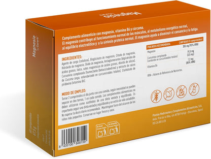 Plameca Magnesium by Curarti - High Supply with 4 Sources of Magnesium: Bisglycinate, Citrate, Hydroxide and Oxide - Extended Release - Reinforced with Turmeric and Vitamin B6-60 Tablets
