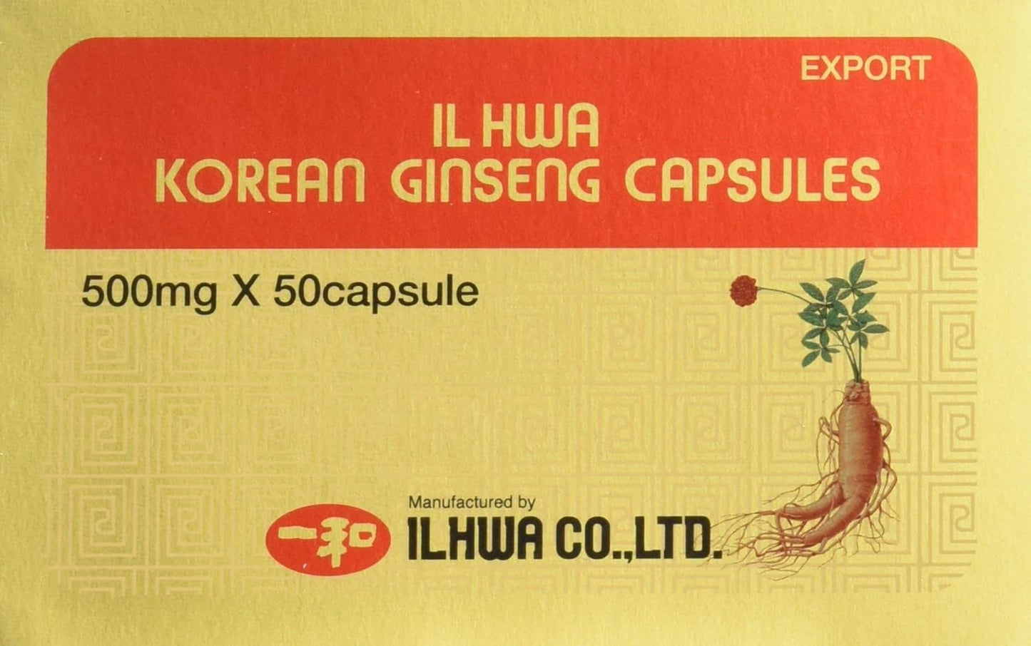 TONG-IL - Il Hwa, Korean Ginseng, 500 mg x 50 Capsules (Pack of 2)