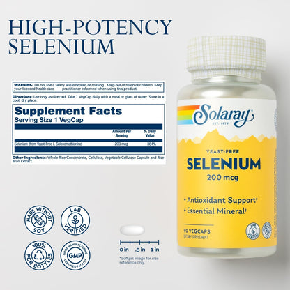 Solaray Selenium 200 mcg | Selenium | 90 VegCaps