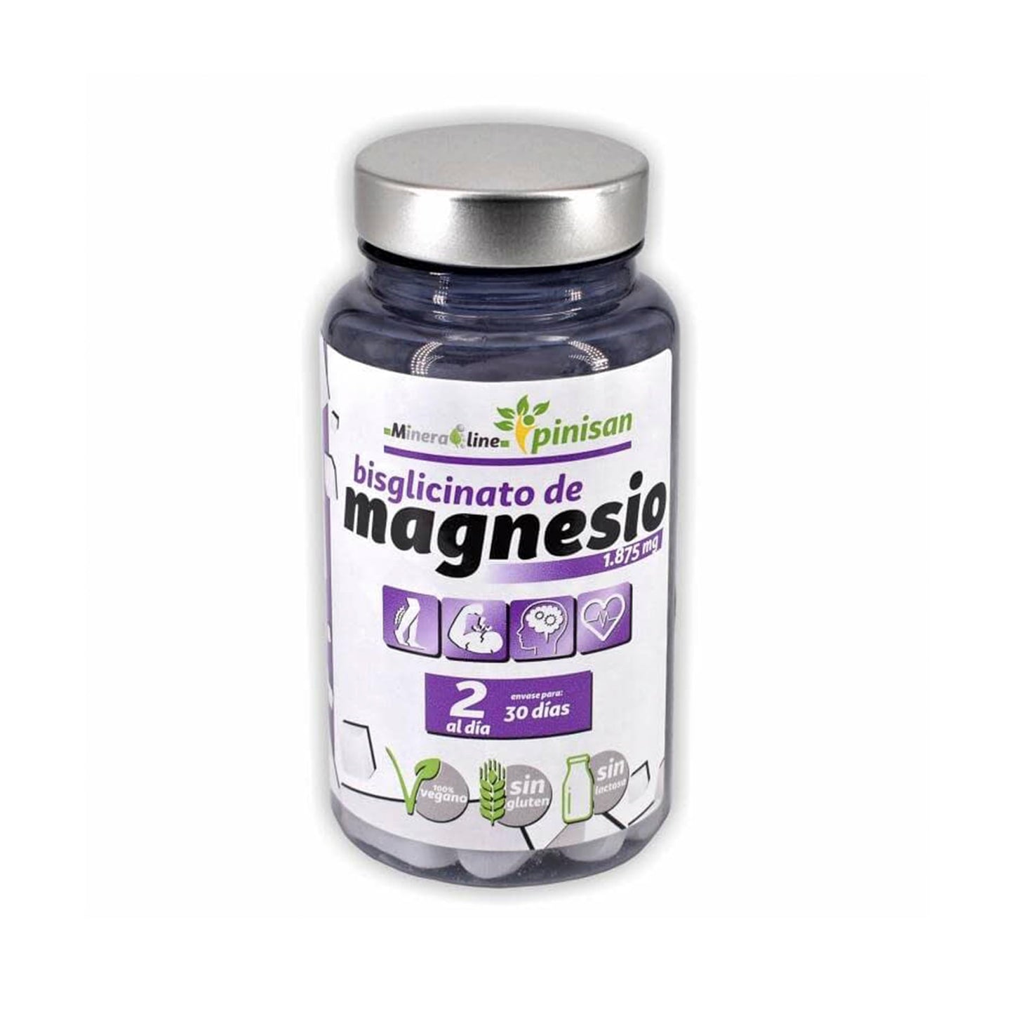 PINISAN Magnesium Bisglycinate - 1,875 mg - Pack 2 Units - High Absorption and Bioavailability
