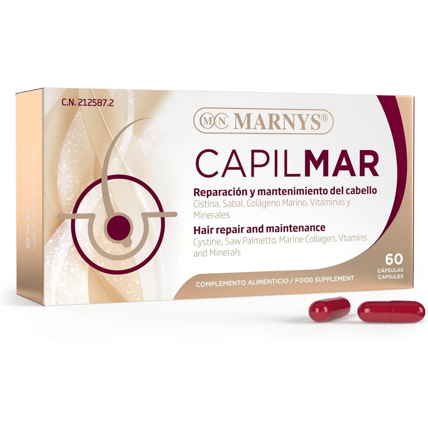Capilmar cisteína colágeno marino vitaminas B 60 cápsulas