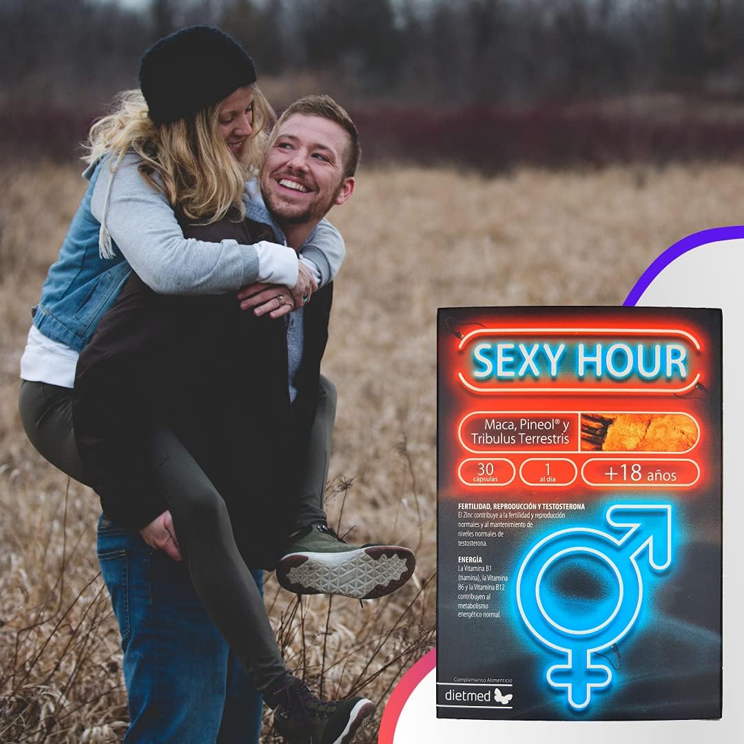 DietMed Sexy Hour | Ideal Formula for Men and Women | Potency and Improves Redness | With Maca - Pineol - Tribulus Terrestris - Vitamin B1 B6 B12 - Zinc | 30 Capsules - 100% Natural