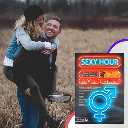 DietMed Sexy Hour | Ideal Formula for Men and Women | Potency and Improves Redness | With Maca - Pineol - Tribulus Terrestris - Vitamin B1 B6 B12 - Zinc | 30 Capsules - 100% Natural