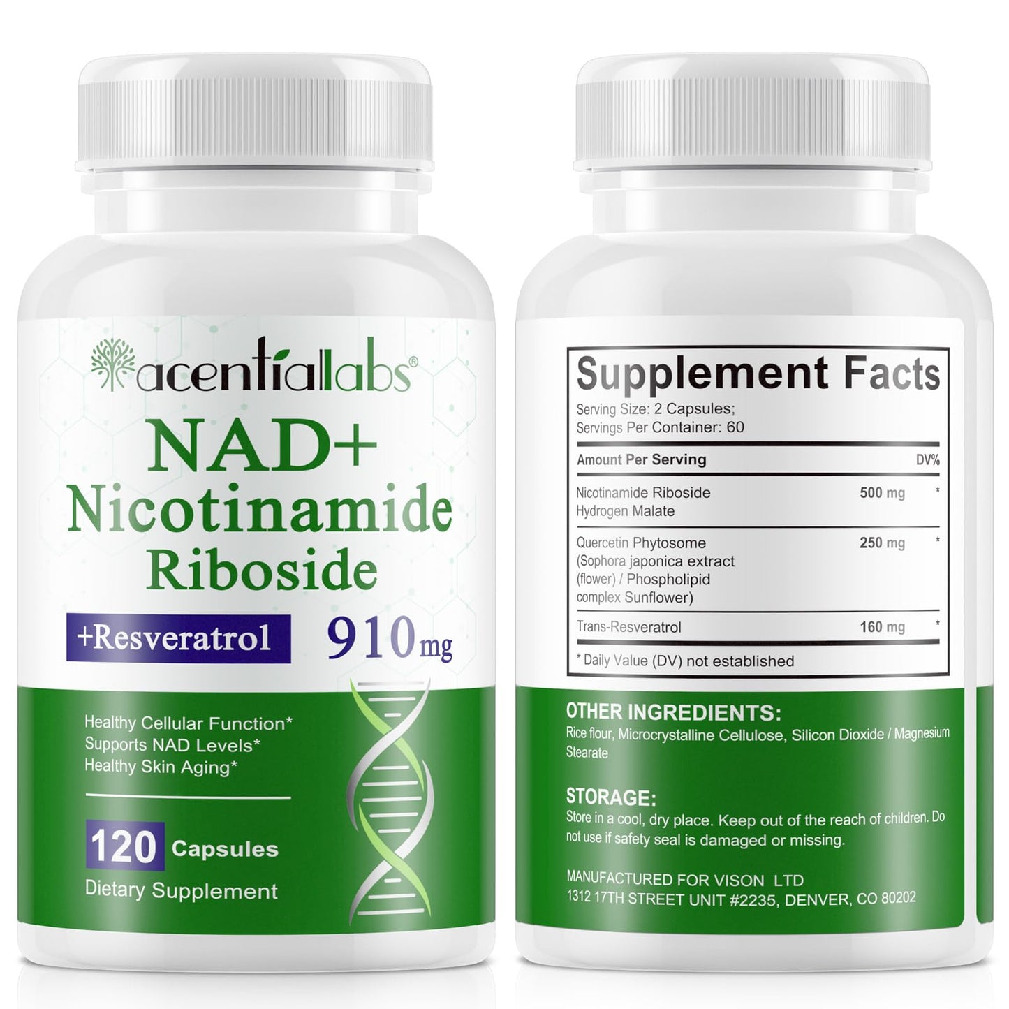 NAD+ nicotinamida ribósido liposomal 910 mg 120 cápsulas