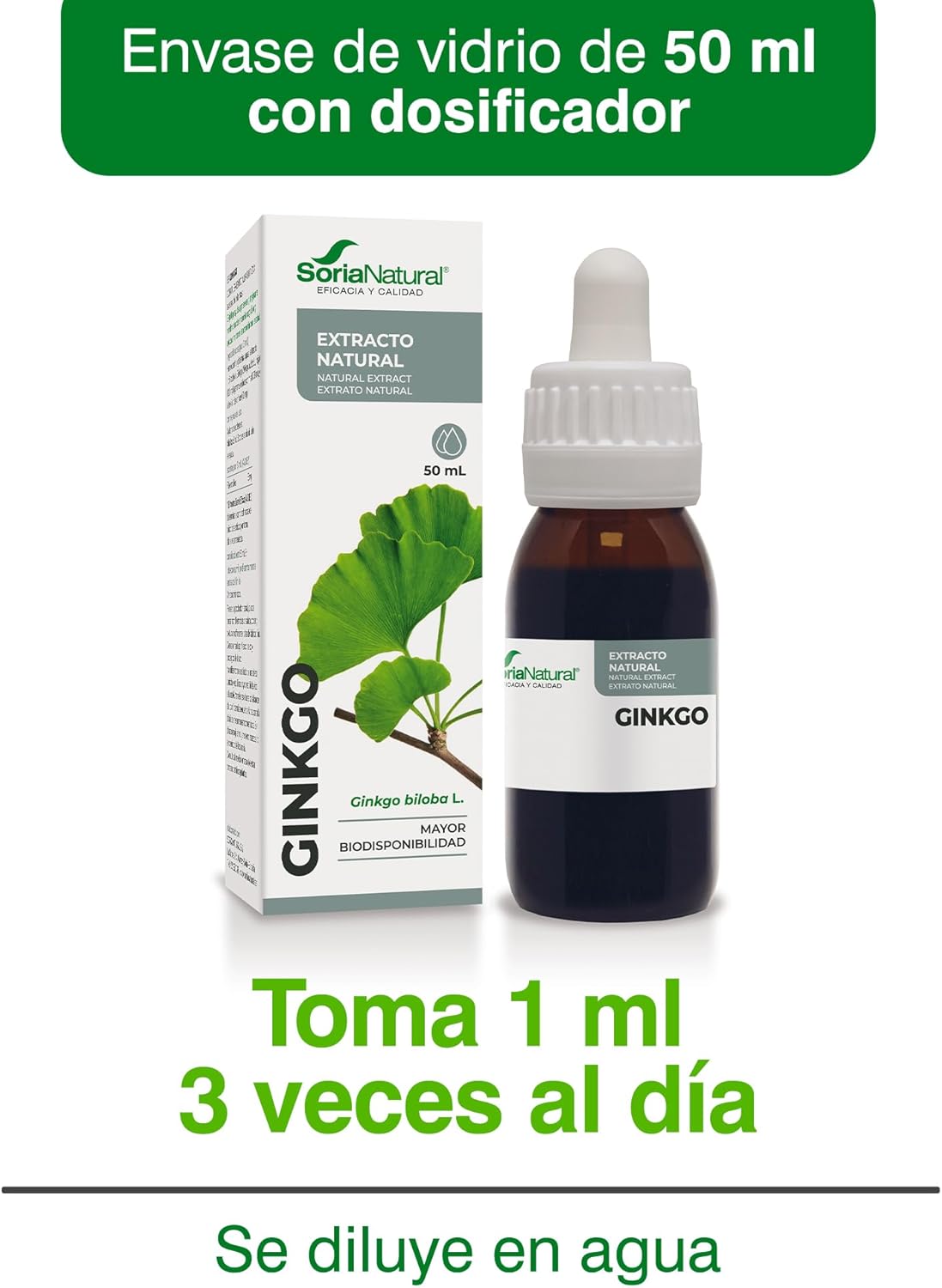 Soria Natural - BILOBA S. XXI GINKGO Extract - Food Supplement - 50 ml - Activates Your Circulation - Promotes Mental Activity - Antioxidant (PACK2)