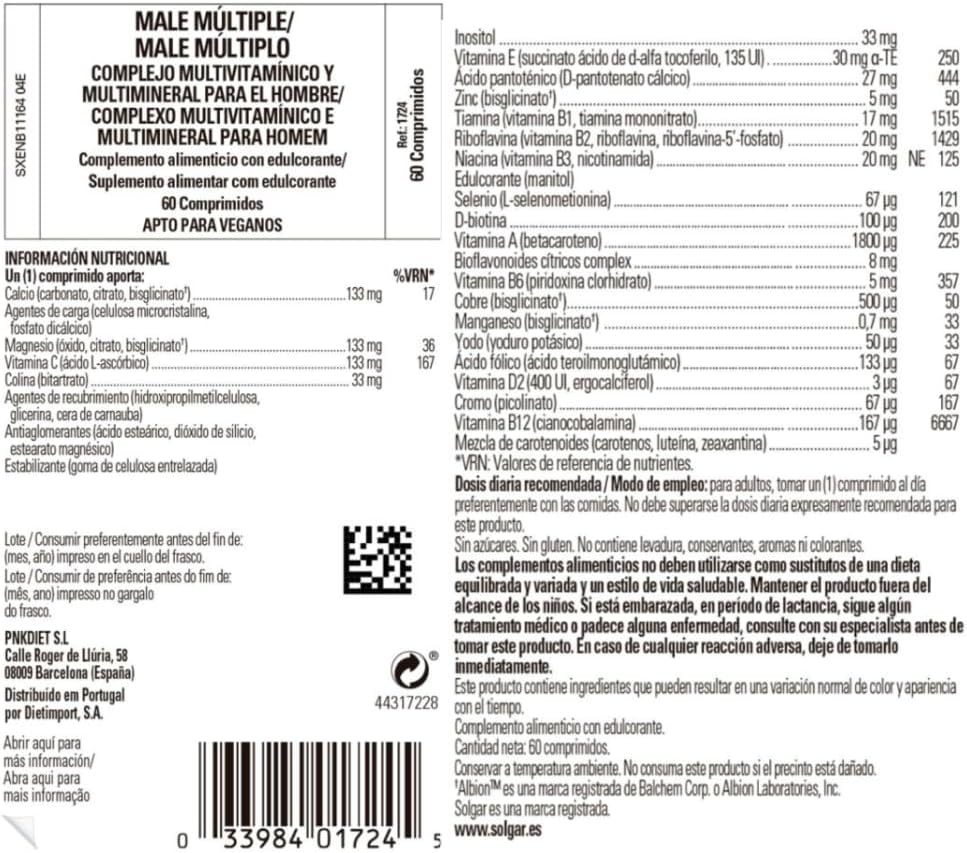 Solgar Male Multiple (111724), White, 60 Tablets