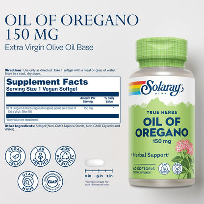 Solaray Oil of Oregano 150mg | Oregano Oil | 60 Pearls