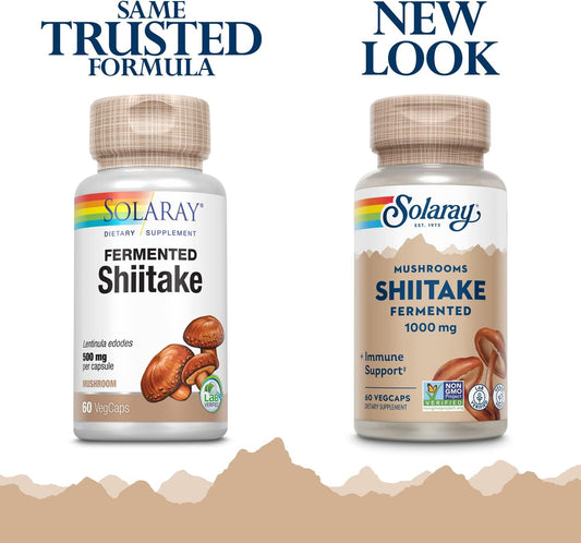 Solaray Shitake 500mg | Hongos | Organically Grown Fermented Mushroom | 60 VegCaps