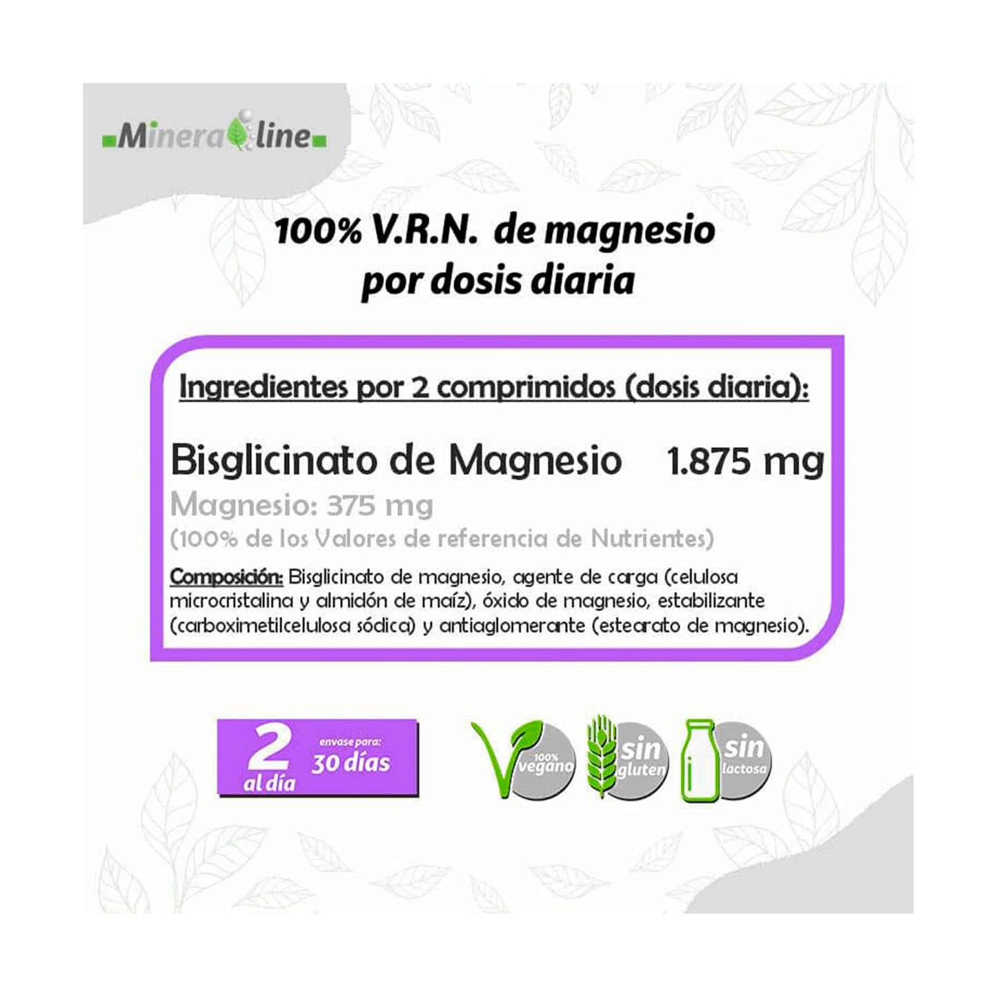 PINISAN Magnesium Bisglycinate - 1,875 mg - Pack 2 Units - High Absorption and Bioavailability