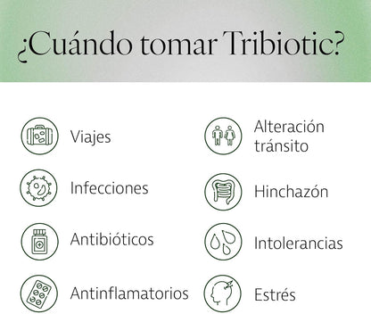 Plameca Tribiotic - 3 in 1 Formula - Intestinal Probiotics and Prebiotics, with Postbiotic - Improves Integral Digestive Health - 30 Tablets for 30 Days
