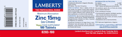Lamberts Zinc 15mg - 180 Tablets