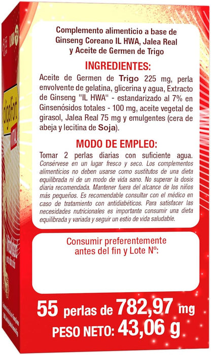 Royal Jelly with Ginseng - Aligelfort Vital 55 Pearls - Korean Ginseng, Royal Jelly and Wheat Germ | Vitality in your daily life | de Tong-il