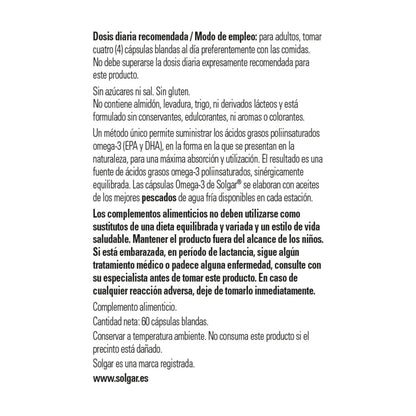 Solgar | Double Strenght Omega 3 | Food Supplement with EPA and DHA | With Omega 3 | For Men and Women | 60 Capsules