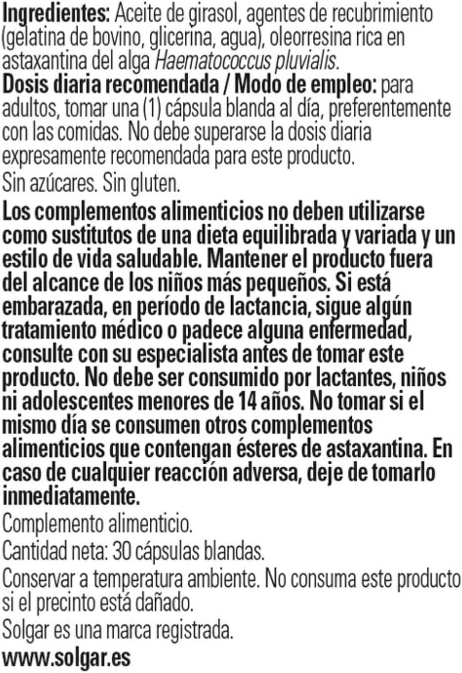 Solgar | Astaxanthin 5 mg | High Efficiency Antioxidant | 30 Softgels