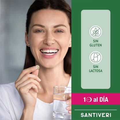 SANTIVERI - Hair, Nails and Skin, Food Supplement Based on L-Cystine, Beer Yeast, Biotin and Vitamins, which contribute to Maintain the Condition of Hair, Nails and Skin - 48 Tablets