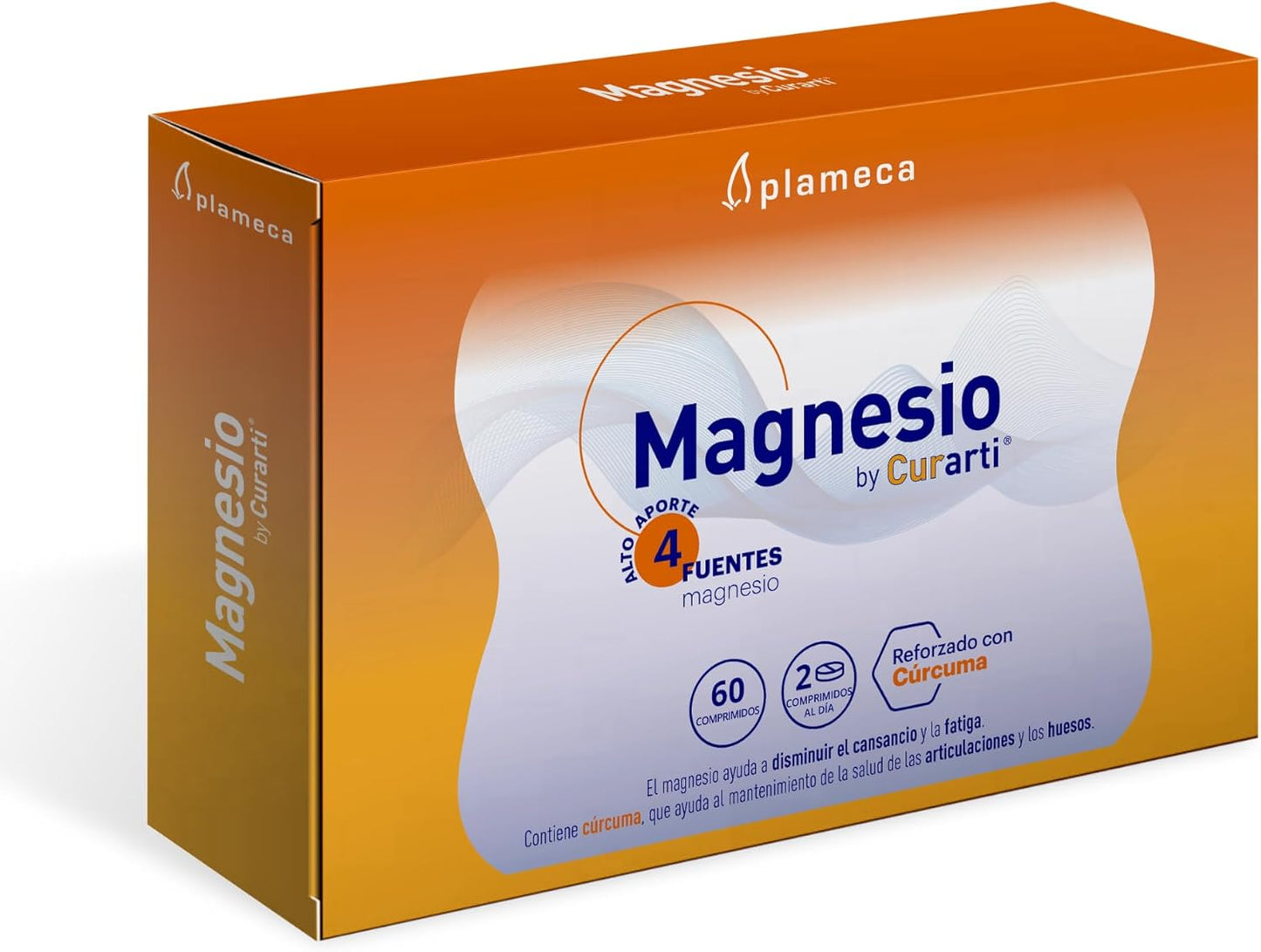 Plameca Magnesium by Curarti - High Supply with 4 Sources of Magnesium: Bisglycinate, Citrate, Hydroxide and Oxide - Extended Release - Reinforced with Turmeric and Vitamin B6-60 Tablets