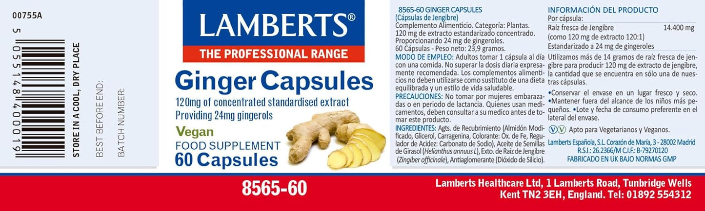 Lamberts Ginger Root 120mg - 60 Capsules