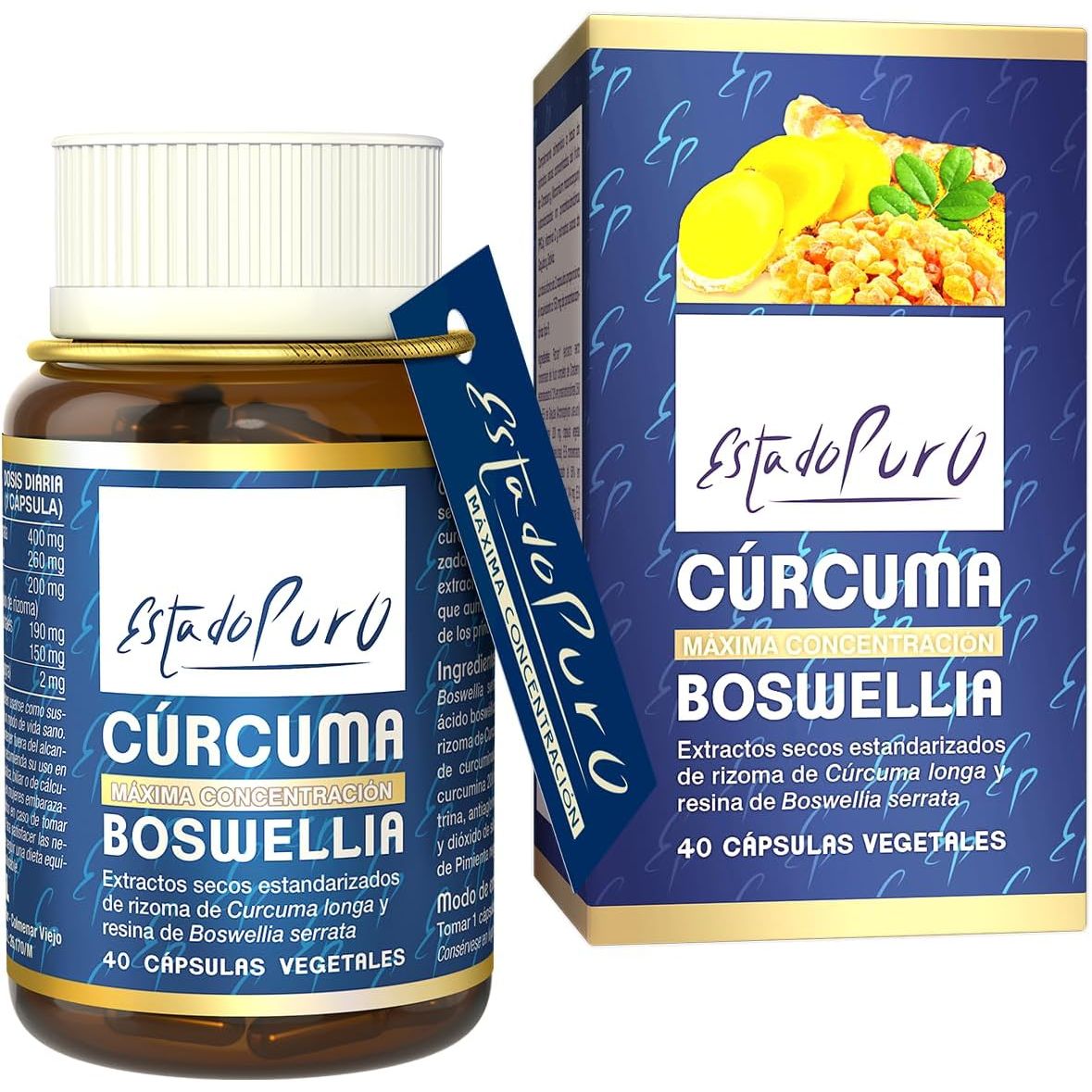 Boswellia serrata 65% cúrcuma 95% pimienta negra 40 cápsulas