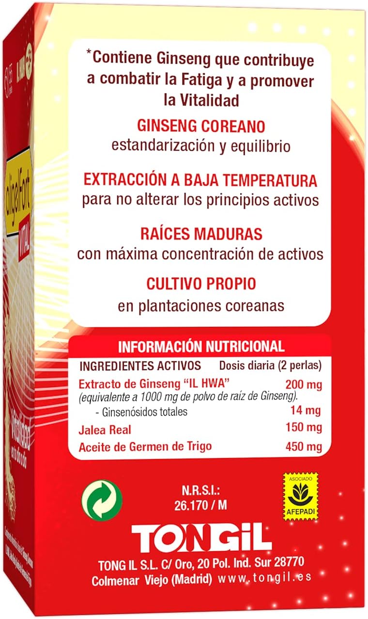 Royal Jelly with Ginseng - Aligelfort Vital 55 Pearls - Korean Ginseng, Royal Jelly and Wheat Germ | Vitality in your daily life | de Tong-il