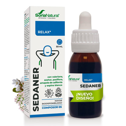 Soria Natural - COMPOSOR 05 – SEDANER COMPLEX S. XXI – Food Supplement – Helps Rest and Relaxation – 50 ml – Valerian – Orange Blossom – Passionflower (PACK2)