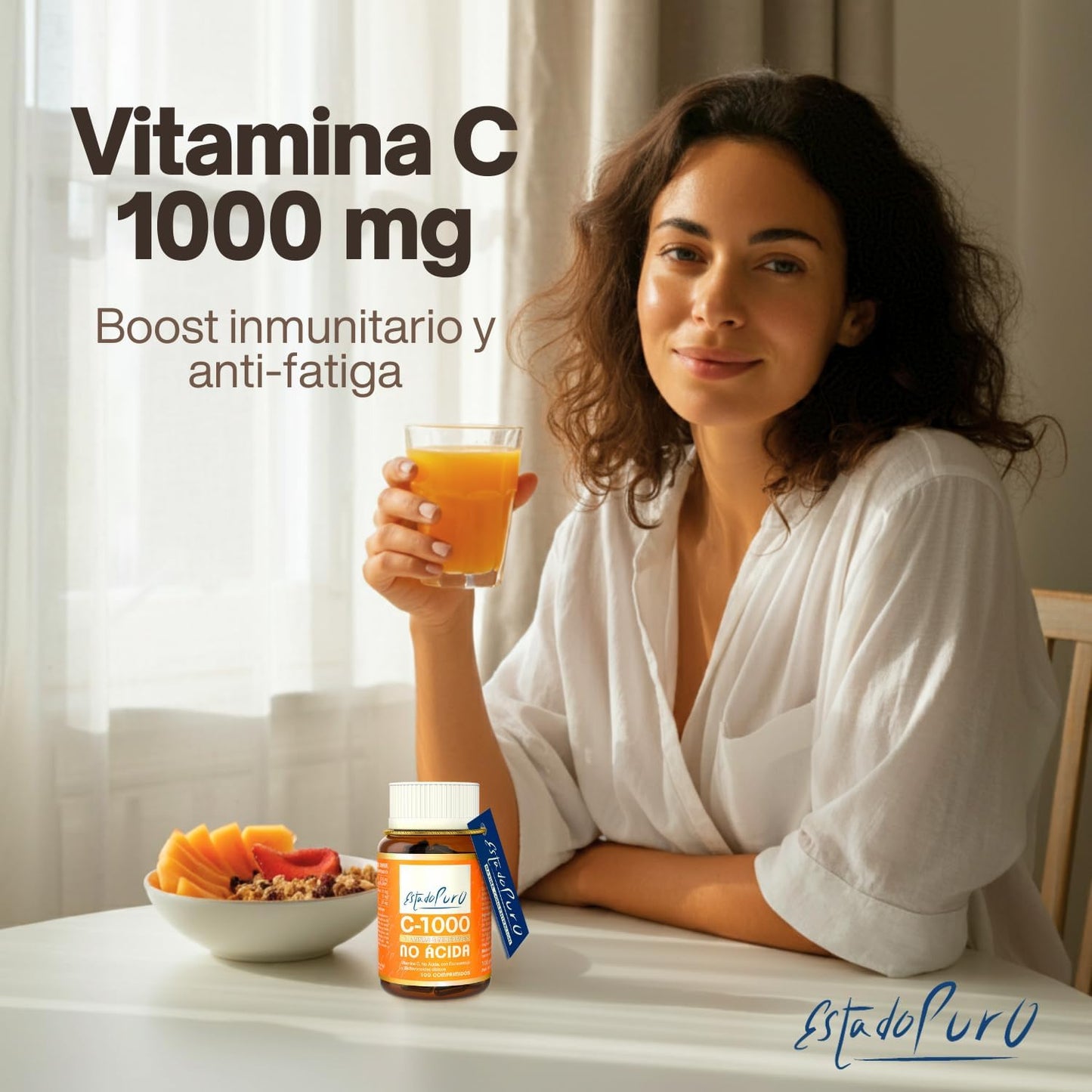 Vitamin C 1000 mg Pure State | 100 Tablets with Rosehip and Citrus Bioflavonoids | 3 Month Supply | High Absorption, Gentle on Stomach | Vegan, Gluten Free | Tongil (1)