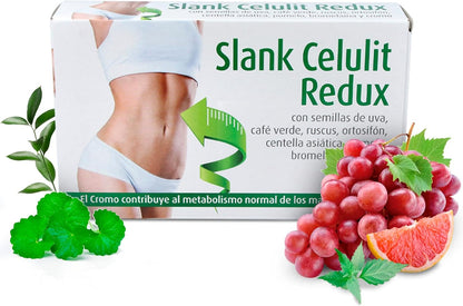 Espadiet Slank Celulit Redux – Green Coffee, Grape, Centella, Orthosiphon, Ruscus, Grapefruit, Bromelain and Chromium Extract – Anti-Cellulite – Circulatory and Firming Action – 20 vials of 10 ml