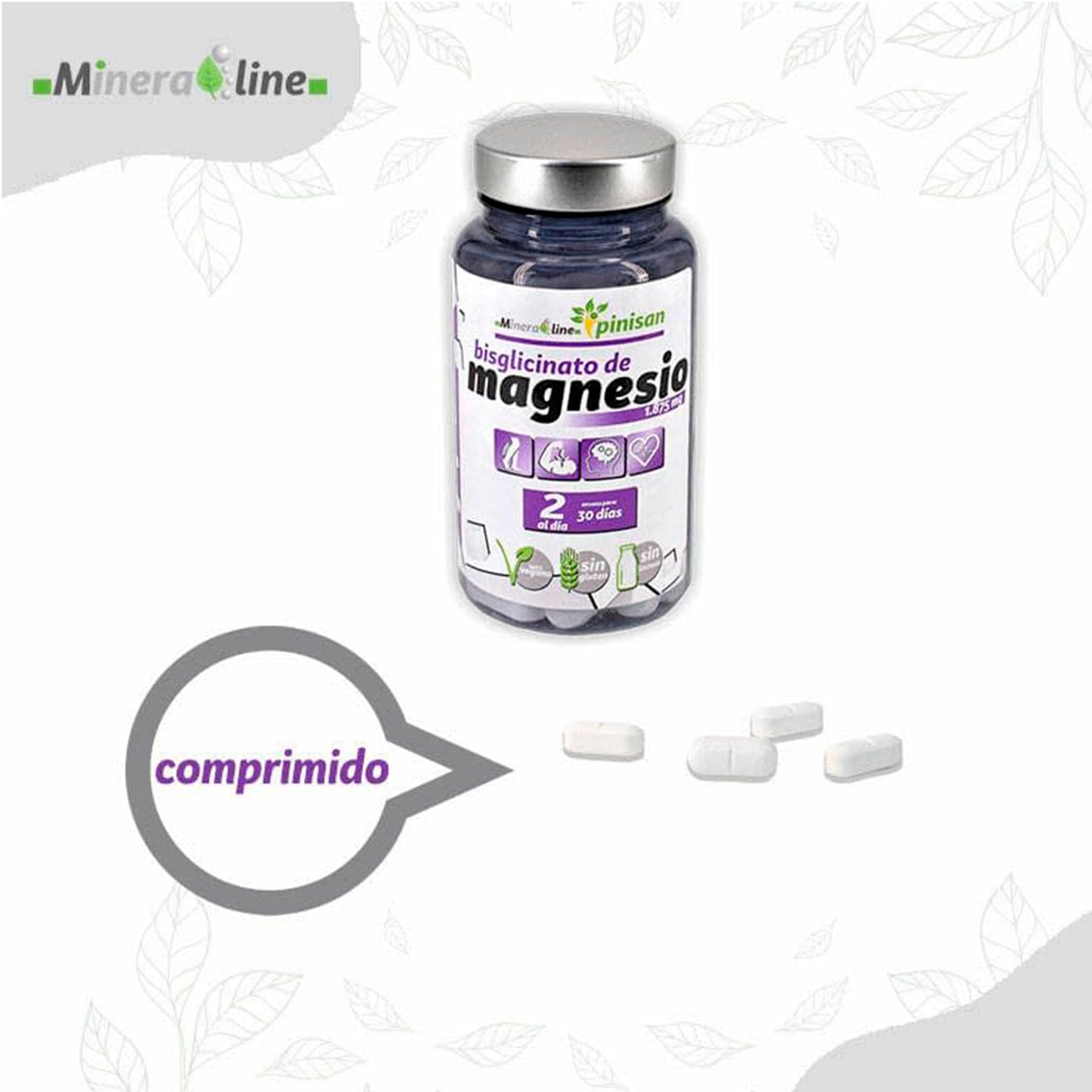 PINISAN Magnesium Bisglycinate - 1,875 mg - Pack 2 Units - High Absorption and Bioavailability