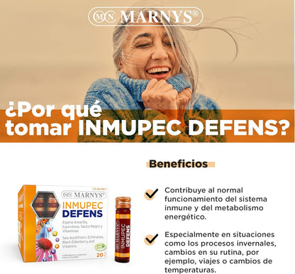 Marnys Echinacea + Sea Buckthorn + Elderberry + Vitamins - Supports Immune System and Defenses - Inmupec Defens - 20 Drinking Vials 0