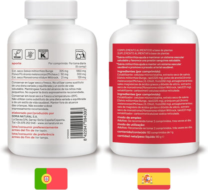 Soria Natural Arterisor - Cardiovascular Health and Circulatory System - With Sage, Aronia and Algae Monostroma - Bottle of 180 Tablets