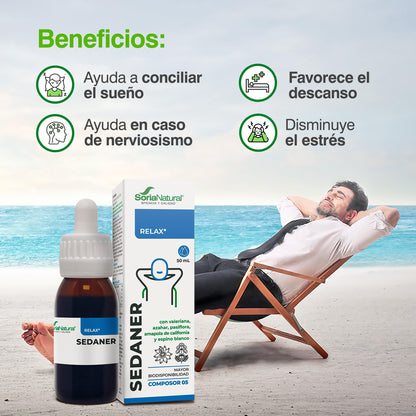 Soria Natural - COMPOSOR 05 – SEDANER COMPLEX S. XXI – Food Supplement – Helps Rest and Relaxation – 50 ml – Valerian – Orange Blossom – Passionflower (PACK2)