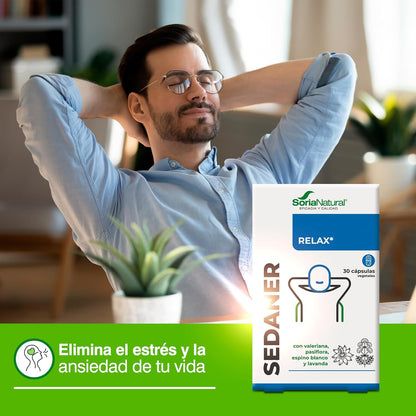 Soria Natural Sedaner - Deep Relaxation & Mental Rest, Emotional Balance - Valerian, Passionflower, Lavender, Hawthorn (60 Capsules)