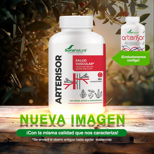 Soria Natural Arterisor - Cardiovascular Health and Circulatory System - With Sage, Aronia and Algae Monostroma - Bottle of 180 Tablets