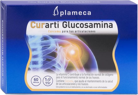 Plameca Curarti Glucosamine – With Chondroitin and MSM + Turmeric and Boswellia – For Joint, Cartilage and Bone Care – High Concentration Glucosamine 597mg – For 60 Days