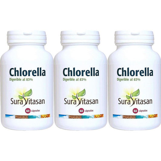 Chlorella 455 mg pared celular rota Sura Vitasan – Pack 2 unidades × 60 cápsulas