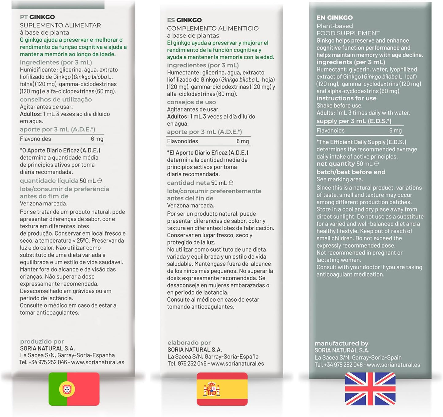 Soria Natural - BILOBA S. XXI GINKGO Extract - Food Supplement - 50 ml - Activates Your Circulation - Promotes Mental Activity - Antioxidant (PACK2)
