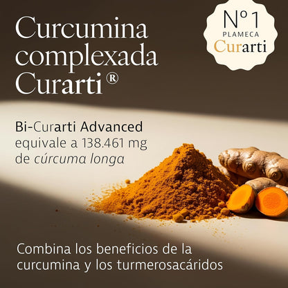 Plameca Bi-Curarti Advanced - Optimized Double Turmeric Extract - High Concentration of Curcuminoids - Equivalent to 138.461 mg Turmeric Longa - 30 Tablets