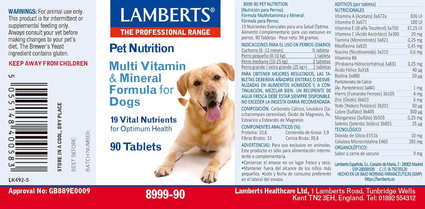 Lamberts Pet Nutrition for Dogs, Multivitamin Combination - 90 Tablets