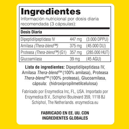 Enzymedica, Glutenease, Indicated Against Gluten and Casein, Enzyme Formula Reduces Gases, Improves Nutrient Absorption, Gluten Free, Dairy Free, Vegan, 60 Capsules