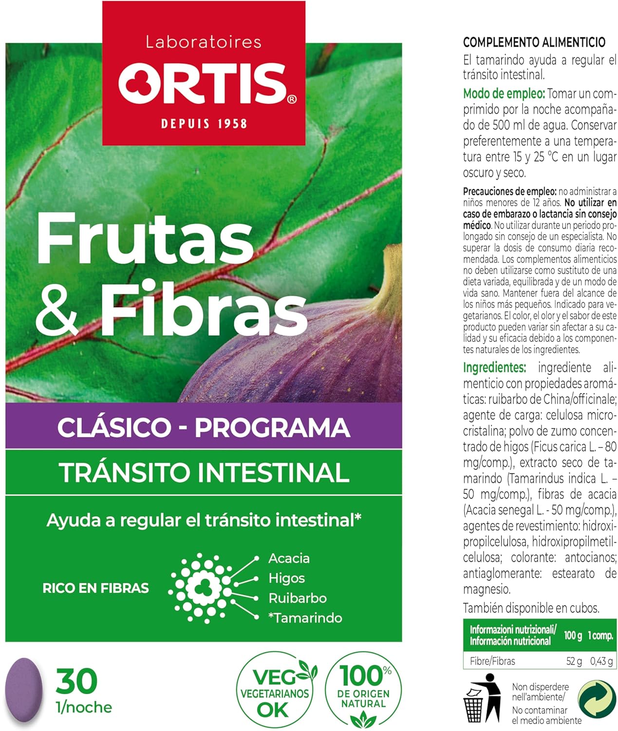 ORTIS - FRUIT & FIBERS REGULAR 30 tablets
