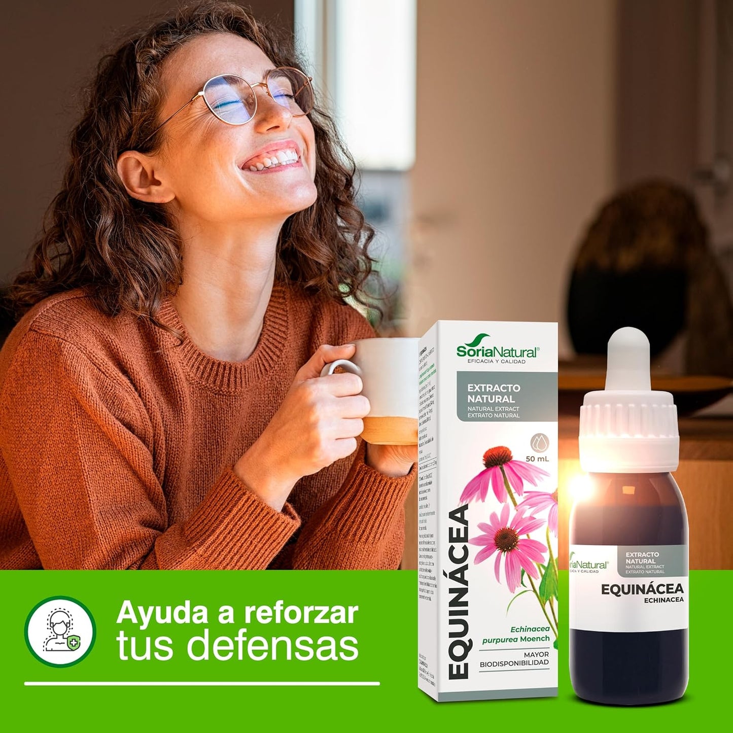 Soria Natural Echinacea Extract - Strengthens your defenses naturally - Supports the immune system - 100% Natural Plant Extract High Absorption - Pack of 2 x 50ml