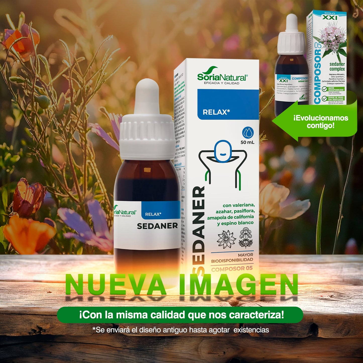 Soria Natural - COMPOSOR 05 – SEDANER COMPLEX S. XXI – Food Supplement – Helps Rest and Relaxation – 50 ml – Valerian – Orange Blossom – Passionflower (PACK2)